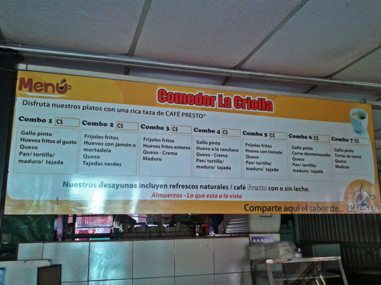 nicaragua comedor menu