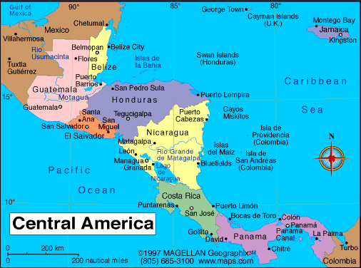map, central america